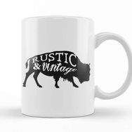 Baskı Dükkanı Retro Animal Buffalo Rustic And Vintage Black Kupa