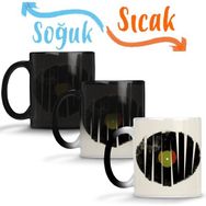 Baskı Dükkanı Retro Müzik Plak Sihirli Porselen Kupa