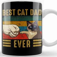 Baskı Dükkanı Retro Vintage Best Cat Dad Ever Fathers Day Siamese Cat Gift Kupa