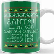 Baskı Dükkanı Santa Oh My God I Know Him Elf Quote Christmas Knit Kupa