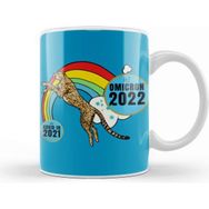 Baskı Dükkanı Sarcasm Funny Vintage Anımal Saying Hi Omicron 2022 Porselen 330 ml Beyaz Kupa Bardak