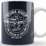 Baskı Dükkanı Scuba Diver Ocean Is Calling Kupa