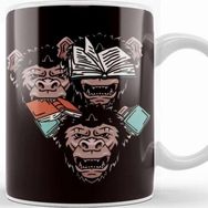 Baskı Dükkanı See Speak Hear No Evil Japan Monkeys Gorilla Books Emoticon Kupa