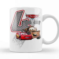 Baskı Dükkanı Şimşek Mcqueen 4 Dört Yaş Hediyesi Kupa
