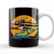 Baskı Dükkanı Skeleton Surfer Surfboard Surfing Water Sports Longboard Kupa