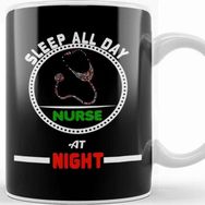 Baskı Dükkanı Sleep All Day Nurse At Night Nursing Rn Kupa