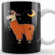 Baskı Dükkanı Sleepy Llama Bedtime Pajamas Dreaming Stars Moons Kupa
