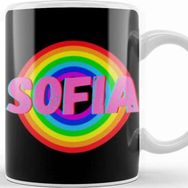 Baskı Dükkanı Sofia Name Personalized Custom Vintage Retro Rainbow Style Design Gift Baby Gift for Her Kupa