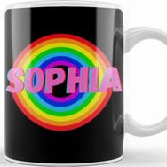 Baskı Dükkanı Sophia Name Personalized Custom Vintage Retro Rainbow Style Design Gift Baby Gift for Her Kupa