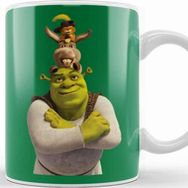 Baskı Dükkanı Stacked Pocket Shrek Donkey And Puss In Boots Kupa