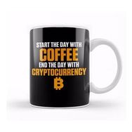 Baskı Dükkanı Start the Day With Coffee End With Cryptocurrency Kupa