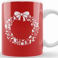 Baskı Dükkanı Stranger Things Christmas Wreath Pattern Kupa