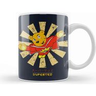 Baskı Dükkanı Superted Retro Japanese Beyaz Porselen Kupa Bardak