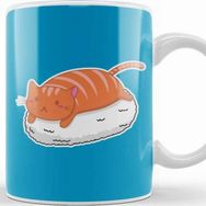 Baskı Dükkanı Sushi Cat 02 Beyaz Porselen Kupa Bardak
