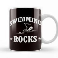 Baskı Dükkanı Swimming Rocks Skeleton Swimmer Swim Water Sports Athlete Beyaz Porselen Kupa Bardak