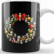 Baskı Dükkanı The Crow Multiface Christmas Wreath Beyaz 330 ml Porselen Kupa Bardak