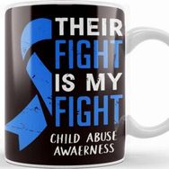 Baskı Dükkanı Their Fight My Fight Child Abuse Awareness Blue Ribbon April Kupa