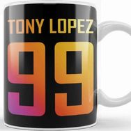 Baskı Dükkanı Tony Lopez Logo Name And Birth Year Number Rainbow Porselen Beyaz Kupa Bardak
