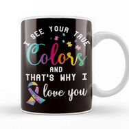 Baskı Dükkanı True Autism Colors Autistic Awareness Ribbon Special Needs Porselen Beyaz Kupa Bardak