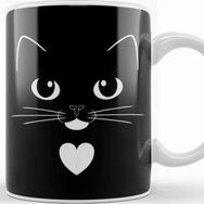 Baskı Dükkanı Tuxedo Cat Face With Heart Cute Ginger Cat Kedi Porselen Beyaz Kupa Bardak
