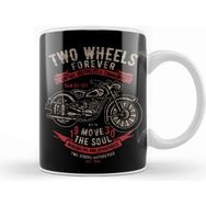 Baskı Dükkanı Two Wheels Forever Motorcycle Community Porselen Beyaz Kupa Bardak