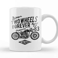Baskı Dükkanı Two Wheels Forever Motorcycle Porselen Beyaz Kupa Bardak