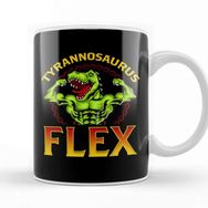 Baskı Dükkanı Tyrannosaurus Flex Funny Gym Workout Pun T Rex Porselen Beyaz Kupa Bardak