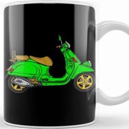 Baskı Dükkanı Vespa Lover Green Scooter Kupa Bardak