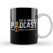 Baskı Dükkanı Vintage Ask Me About My Podcast Distressed Kupa Bardak