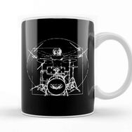 Baskı Dükkanı Vitruvian Man Drum Kit Beyaz Porselen Kupa Bardak