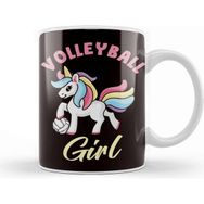 Baskı Dükkanı Volleyball Girl Unicorn Ball Sports Beach Volleyball Player Beyaz Porselen Kupa Bardak