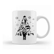 Baskı Dükkanı Walking Dead Christmas Tree Silhouette Beyaz Porselen Kupa Bardak