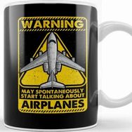 Baskı Dükkanı Warning May Spontaneously Start Talking Airplanes Beyaz Porselen Kupa Bardak