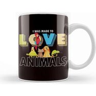 Baskı Dükkanı Was Made Love Animals Pet Dog Cat Animal Care Rescue Welfare Beyaz Porselen Kupa Bardak