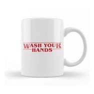 Baskı Dükkanı Wash Your Hands Stranger Things Font Beyaz Porselen Kupa Bardak