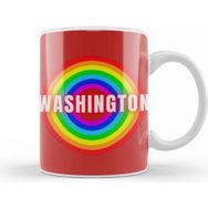 Baskı Dükkanı Washington Vintage Retro Rainbow Style Beyaz Porselen Kupa Bardak