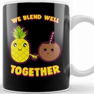 Baskı Dükkanı We Blend Well Together Funny Pineapple Coconut Pun Beyaz Porselen Kupa Bardak