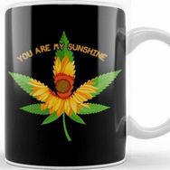 Baskı Dükkanı Weed Sunflower Marijuana Beyaz Porselen Kupa Bardak
