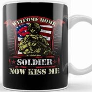 Baskı Dükkanı Welcome Home Soldier, Now Kiss Me! Military Beyaz Porselen Kupa Bardak