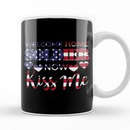 Baskı Dükkanı Welcome Home Soldier Now Kiss Me Usa Flag Patriotic Beyaz Porselen Kupa Bardak