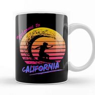 Baskı Dükkanı Welcome To California Surfer Beyaz Porselen Kupa Bardak