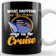 Baskı Dükkanı What Happens On The Cruise Stays On The Cruise Beyaz Porselen Kupa Bardak