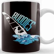 Baskı Dükkanı Windsurfing Buddies Windsurfer Surfboard Ocean Wave Surfing Beyaz Porselen Kupa Bardak