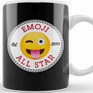 Baskı Dükkanı Winky Tongue Emoji All Star Converse Logo Beyaz Porselen Kupa Bardak