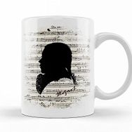 Baskı Dükkanı Wolfgang Amadeus Mozart Piyano Müzik Notaları Porselen Kupa