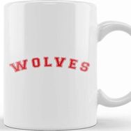 Baskı Dükkanı Wolves Baseball Style Font Beyaz Porselen Kupa Bardak