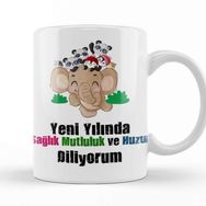 Baskı Dükkanı Yılbaşı Yeni Yıl Konseptli Mutlu Yıllar Hediye 012 Kupa Bardak