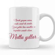 Baskı Dükkanı Yılbaşı Yeni Yıl Konseptli Mutlu Yıllar Kupa Bardak