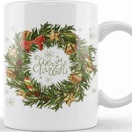 Baskı Dükkanı Yılbaşı Yeni Yıl Konseptli Wreath Gilf Merry Christmas 01 Kupa Bardak