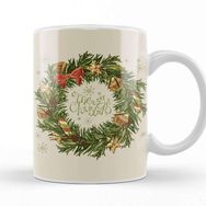 Baskı Dükkanı Yılbaşı Yeni Yıl Konseptli Wreath Gilf Merry Christmas Kupa Bardak